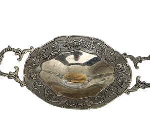 Studio Silversmiths Silver Plated Floral Footed Oblong Candy Trinket Dish
